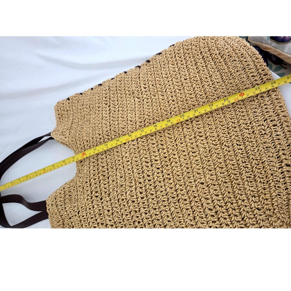 Vtg 80's Sand N Sun Natural Straw Tote Bag - Picture 6 of 8